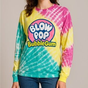 Tootsie Blow Pop Bubblegum Tie Dye Long Sleeve Shirt – Size L, NWT